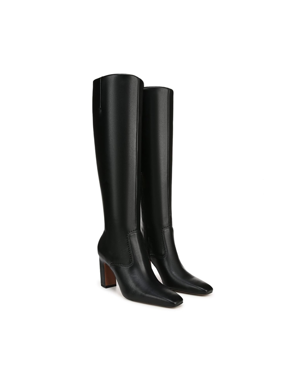 Franco Sarto Black Tall Leather Block Heel Boots